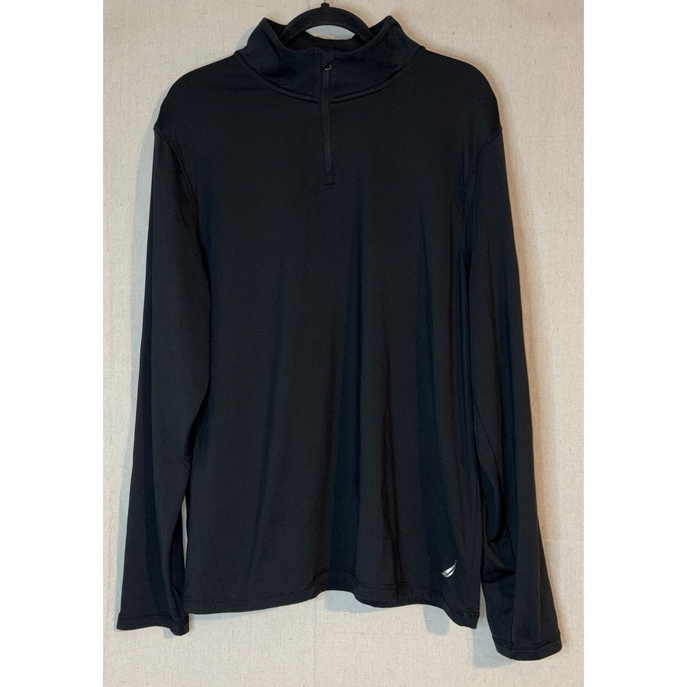 Nautica Mens Sz XL Black Quarter Zip Long‎ Sleeve Pullover Performance May 2023